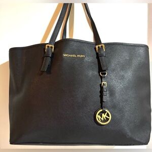 Michael Kors Black Tote with Gold Accents